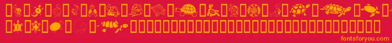 KeyasTurtles-fontti – oranssit fontit punaisella taustalla