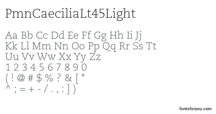 Шрифт PmnCaeciliaLt45Light – алфавит, цифры, специальные символы