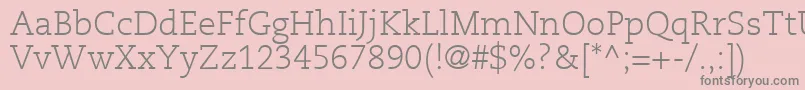 Weitere Informationen zur PmnCaeciliaLt45Light-Schriftart PmnCaeciliaLt45Light-Schriftart – Graue Schriften auf rosa Hintergrund