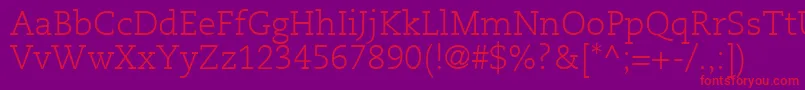 PmnCaeciliaLt45Light-Schriftart – Rote Schriften auf violettem Hintergrund