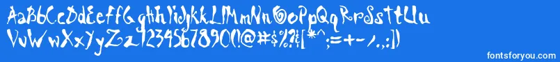 フォントScrawnCyrAoe – 青い背景に白い文字