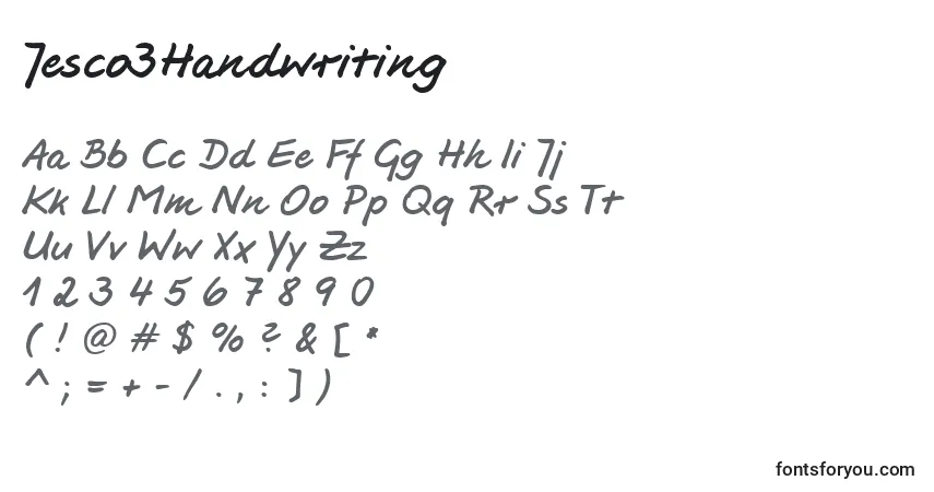 Jesco3Handwriting-fontti – aakkoset, numerot, erikoismerkit