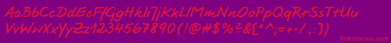Jesco3Handwriting-Schriftart – Rote Schriften auf violettem Hintergrund