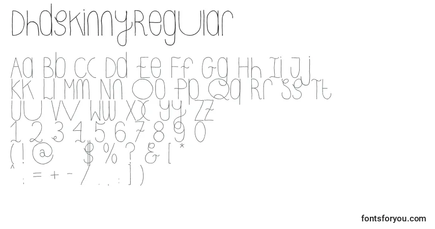 Czcionka DhdskinnyRegular – alfabet, cyfry, specjalne znaki