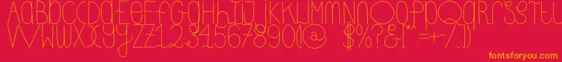 DhdskinnyRegular Font – Orange Fonts on Red Background