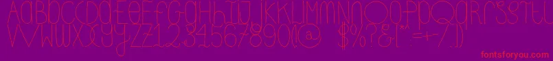 DhdskinnyRegular-Schriftart – Rote Schriften auf violettem Hintergrund