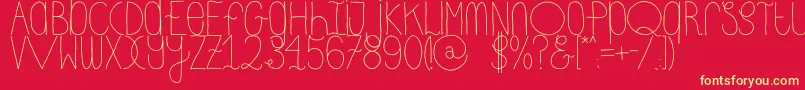 DhdskinnyRegular Font – Yellow Fonts on Red Background