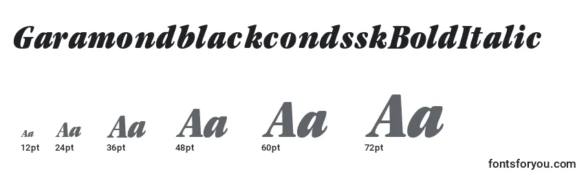 Размеры шрифта GaramondblackcondsskBoldItalic