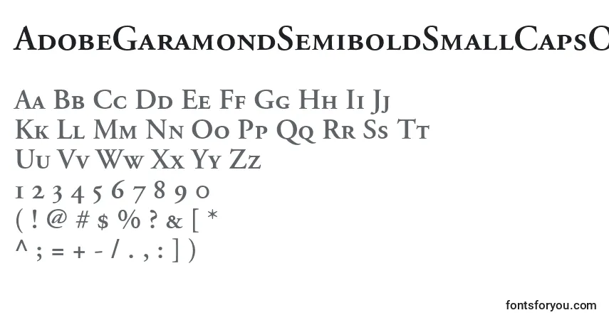 Шрифт AdobeGaramondSemiboldSmallCapsOldstyleFigures – алфавит, цифры, специальные символы