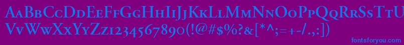 AdobeGaramondSemiboldSmallCapsOldstyleFigures Font – Blue Fonts on Purple Background