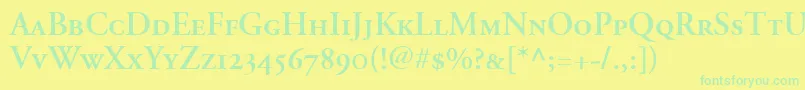 AdobeGaramondSemiboldSmallCapsOldstyleFigures Font – Green Fonts on Yellow Background