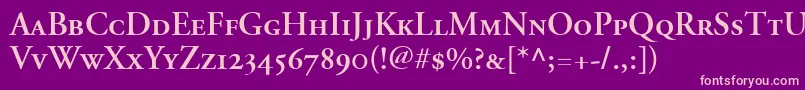 AdobeGaramondSemiboldSmallCapsOldstyleFigures Font – Pink Fonts on Purple Background