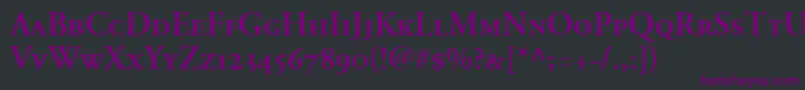 Czcionka AdobeGaramondSemiboldSmallCapsOldstyleFigures – fioletowe czcionki na czarnym tle