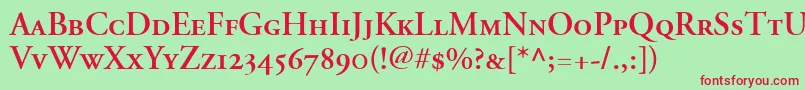 AdobeGaramondSemiboldSmallCapsOldstyleFigures Font – Red Fonts on Green Background