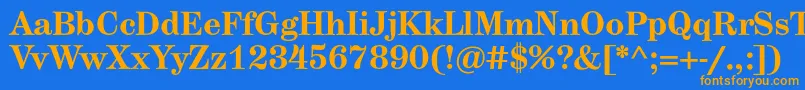 フォントHerculestextBold – オレンジ色の文字が青い背景にあります。