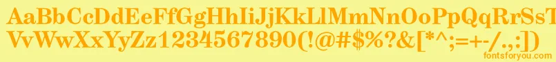 フォントHerculestextBold – オレンジの文字が黄色の背景にあります。