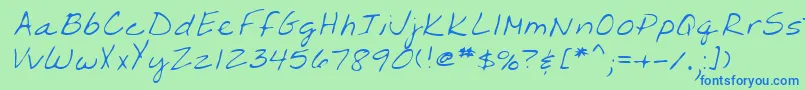 Lehn203 Font – Blue Fonts on Green Background