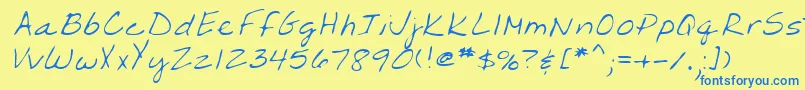 Lehn203-Schriftart – Blaue Schriften auf gelbem Hintergrund