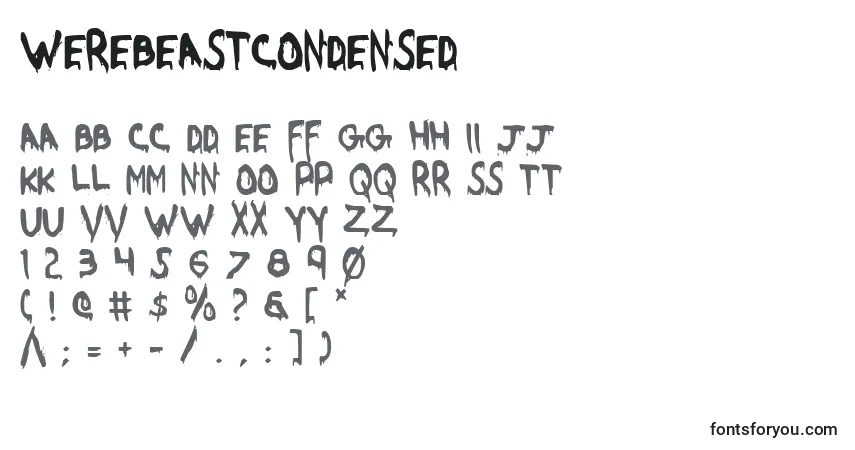 Шрифт WereBeastCondensed – алфавит, цифры, специальные символы