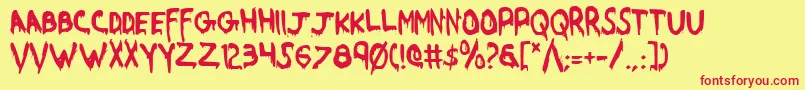 Fonte WereBeastCondensed – fontes vermelhas em um fundo amarelo