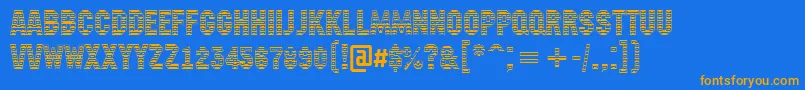 AMachinanovastdc-Schriftart – Orangefarbene Schriften auf blauem Hintergrund