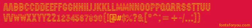 AMachinanovastdc-Schriftart – Orangefarbene Schriften auf rotem Hintergrund
