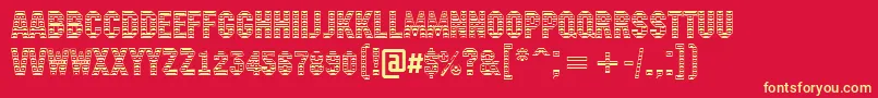 AMachinanovastdc Font – Yellow Fonts on Red Background