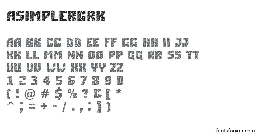 Schriftart ASimplercrk – Alphabet, Zahlen, spezielle Symbole