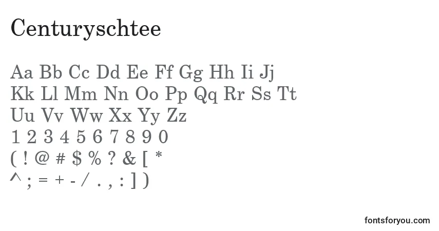 Шрифт Centuryschtee – алфавит, цифры, специальные символы