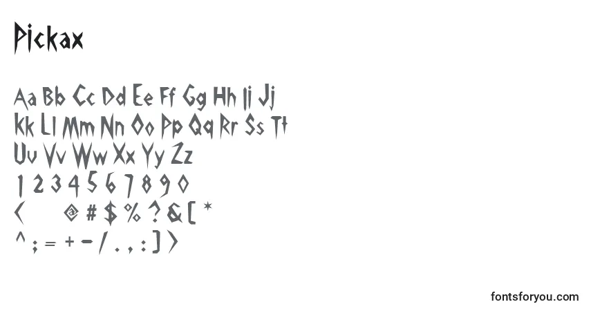 Schriftart Pickax – Alphabet, Zahlen, spezielle Symbole