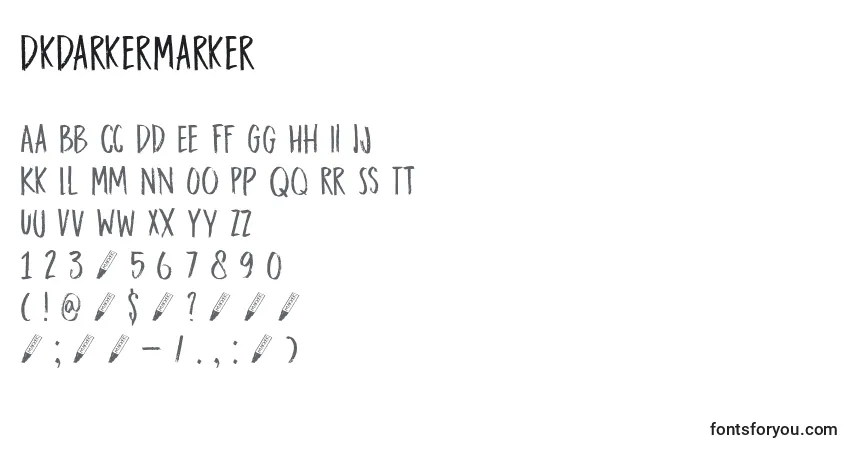 Czcionka DkDarkerMarker – alfabet, cyfry, specjalne znaki