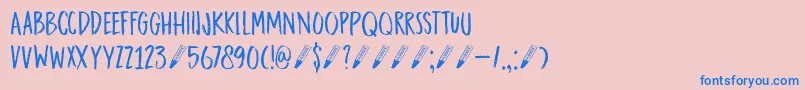 DkDarkerMarker-Schriftart – Blaue Schriften auf rosa Hintergrund