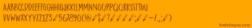 DkDarkerMarker-Schriftart – Braune Schriften auf orangefarbenem Hintergrund