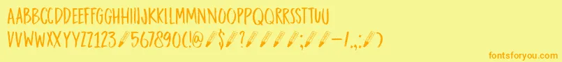 Fonte DkDarkerMarker – fontes laranjas em um fundo amarelo