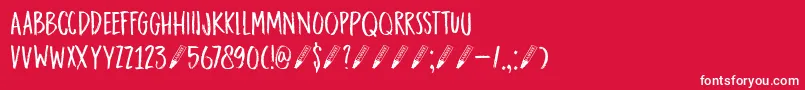DkDarkerMarker-Schriftart – Weiße Schriften auf rotem Hintergrund