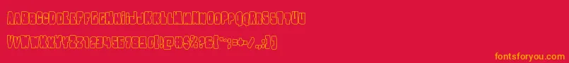 Nobodyhomeout-Schriftart – Orangefarbene Schriften auf rotem Hintergrund