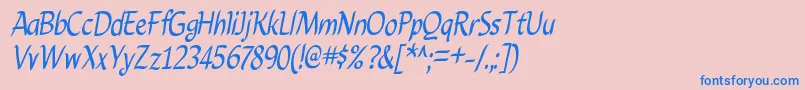 CarynRegular Font – Blue Fonts on Pink Background