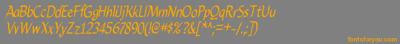 フォントCarynRegular – オレンジの文字は灰色の背景にあります。