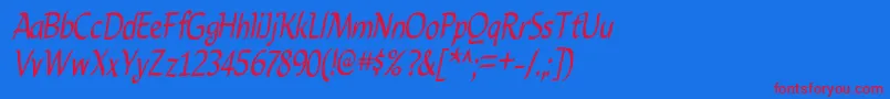 CarynRegular Font – Red Fonts on Blue Background