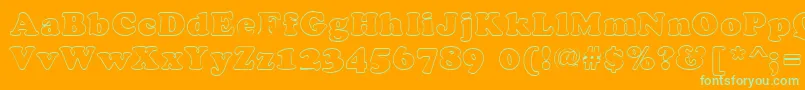 CookiehollowRegular-Schriftart – Grüne Schriften auf orangefarbenem Hintergrund