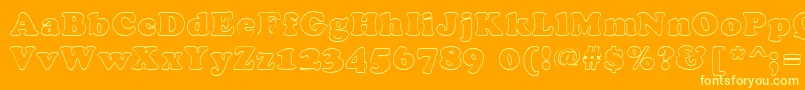 CookiehollowRegular-Schriftart – Gelbe Schriften auf orangefarbenem Hintergrund