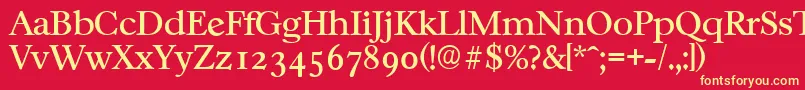 CasablancaserialRegular-Schriftart – Gelbe Schriften auf rotem Hintergrund