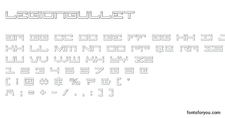 Legionbullet-fontti – aakkoset, numerot, erikoismerkit