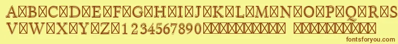 フォントLinlibertineI – 茶色の文字が黄色の背景にあります。