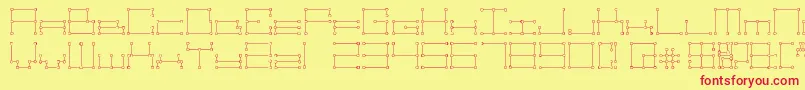 Fonte Technolines – fontes vermelhas em um fundo amarelo