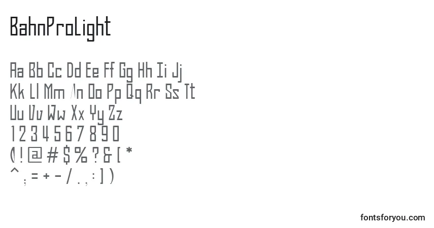 Fuente BahnProLight - alfabeto, números, caracteres especiales