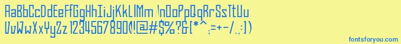 Czcionka BahnProLight – niebieskie czcionki na żółtym tle