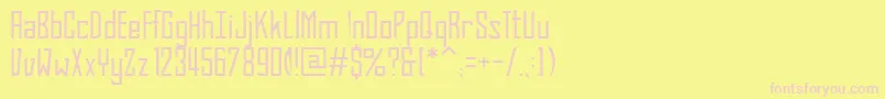 BahnProLight-Schriftart – Rosa Schriften auf gelbem Hintergrund