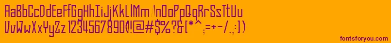 BahnProLight-Schriftart – Violette Schriften auf orangefarbenem Hintergrund