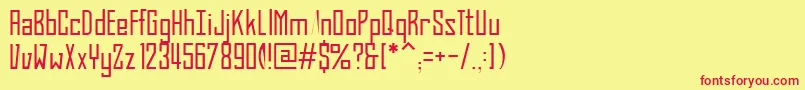 フォントBahnProLight – 赤い文字の黄色い背景